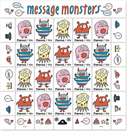 Message Monsters USPS Forever Postage Stamps Ready to Bring a Smile to Your Mail image 0