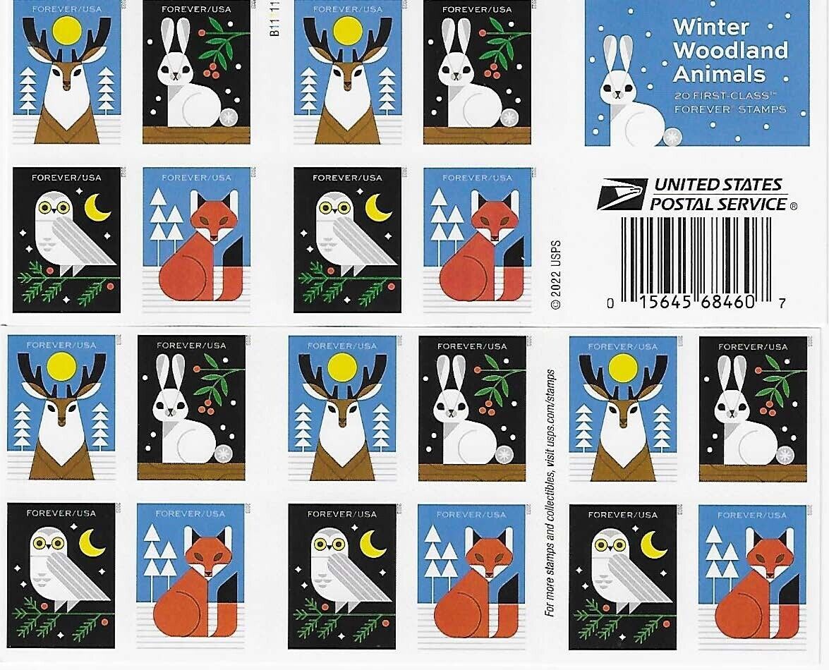 Winter Woodland Animals Forever First Class Postage Stamps image 0