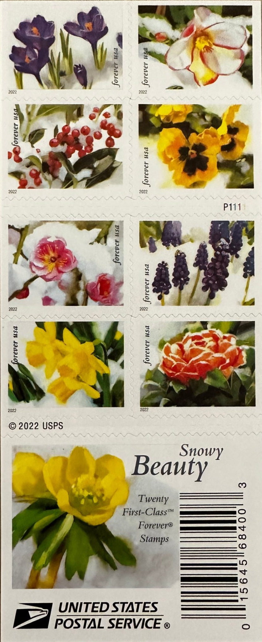 USPS Snowy Beauty Bloom Forever First Class Postage Stamps image 1