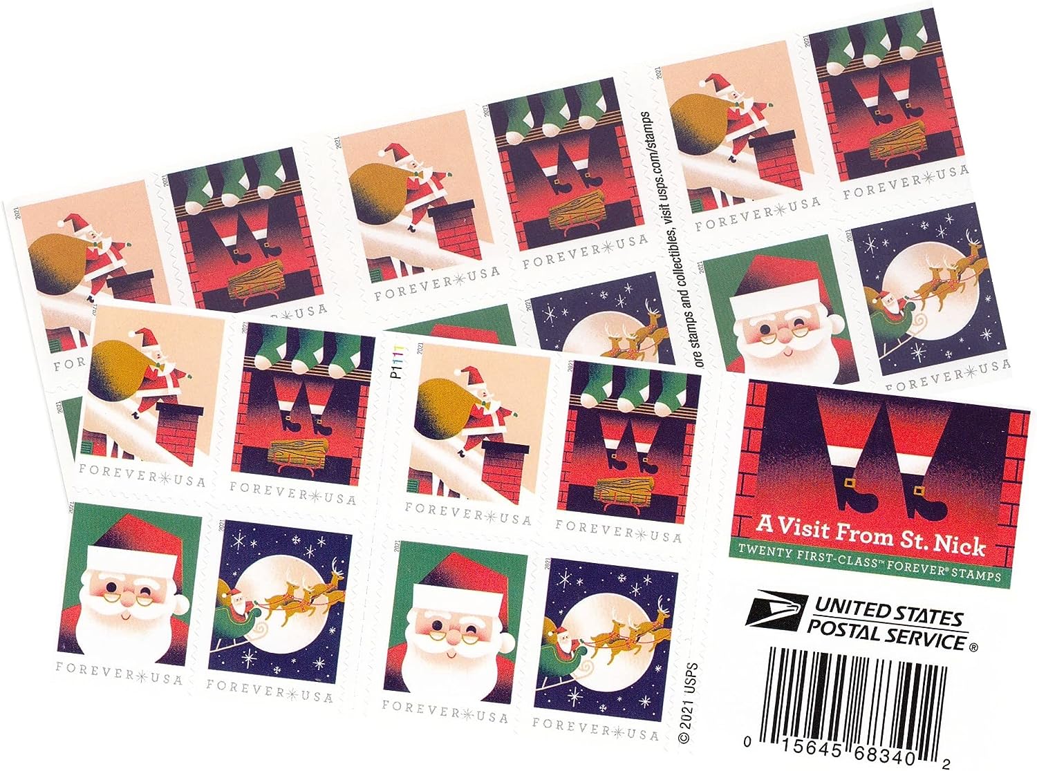 A Visit From St. Nick 2021 USPS Forever First Class Postage Stamps image 0