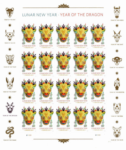 Year of the Dragon Stamps Celebrates Lunar New Year Forever First Class Postage Stamps image 0