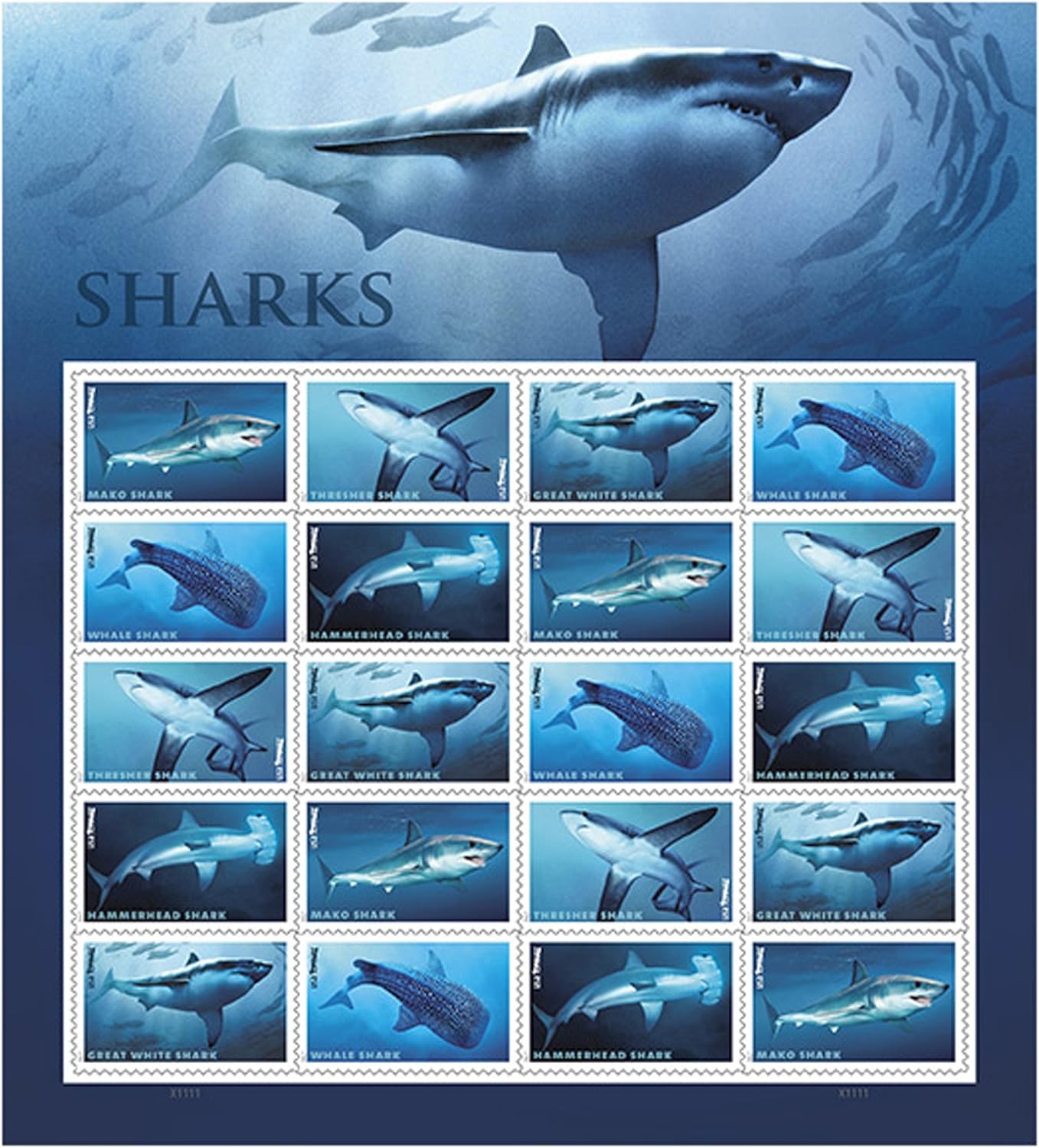 USPS Sharks Ecotourism Conservation Preservation Ecology Nature Forever First Class Postage Stamps image 0