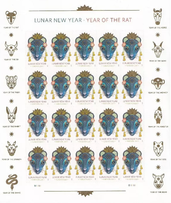 Year of the Rat Stamp Celebrates Lunar New Year Forever First Class Postage Stamps image 0