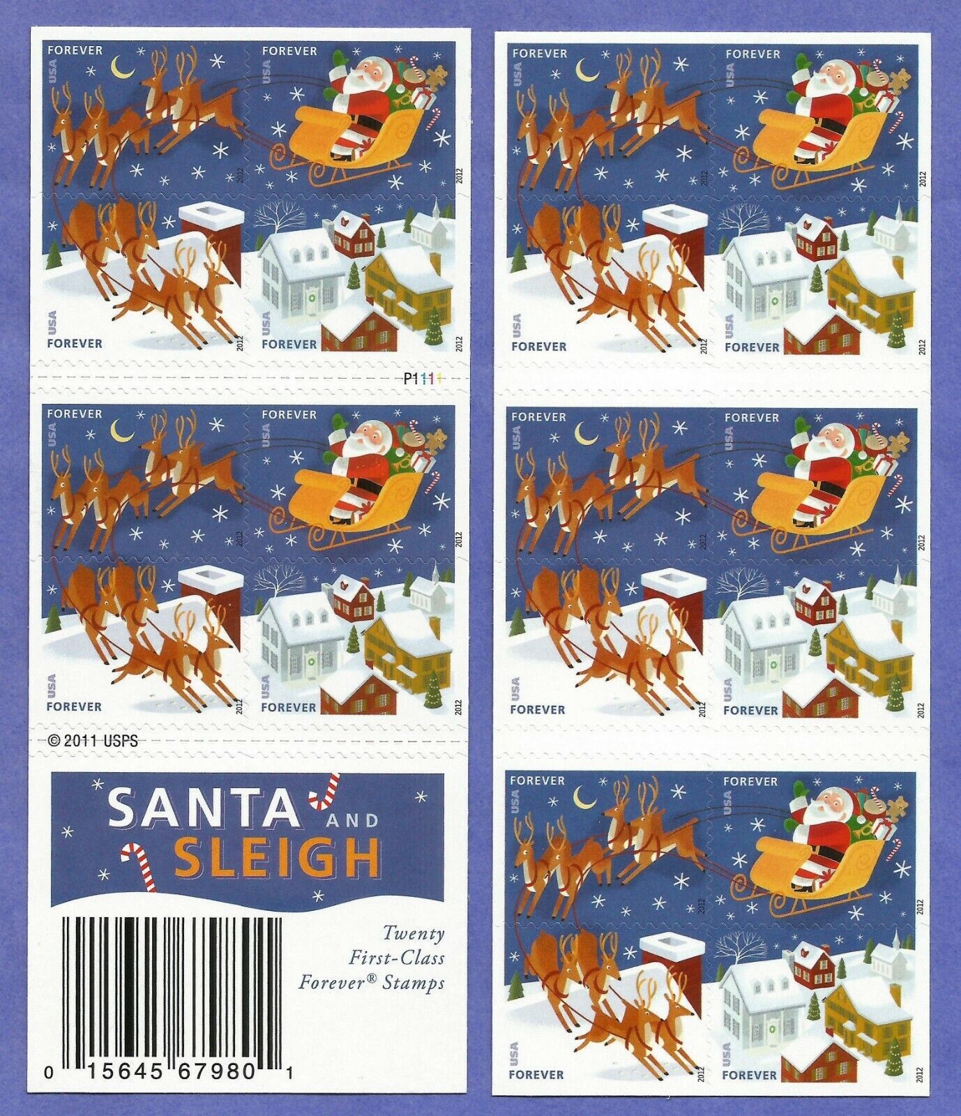 Santa and Sleigh Forever First Class Postage Stamps image 0